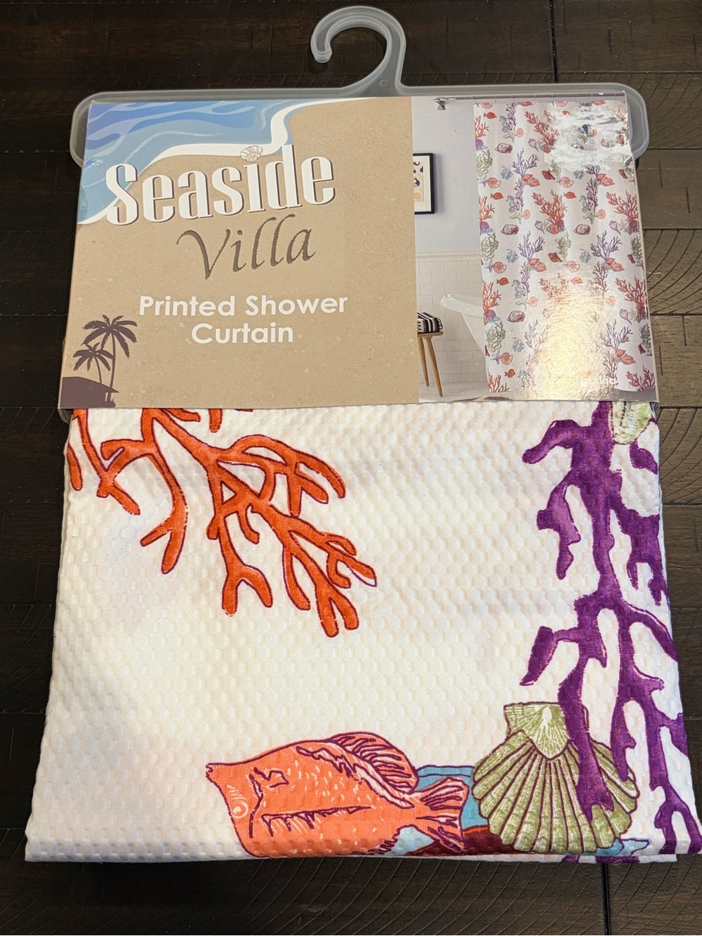 Seaside Villa Coral Reef Printed Shower Coastal Curtain Beach Bathroom Decor